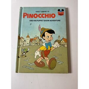 Walt Disney Pinocchio and His Puppet Show Adventure Hardcover Book Vintage 1973